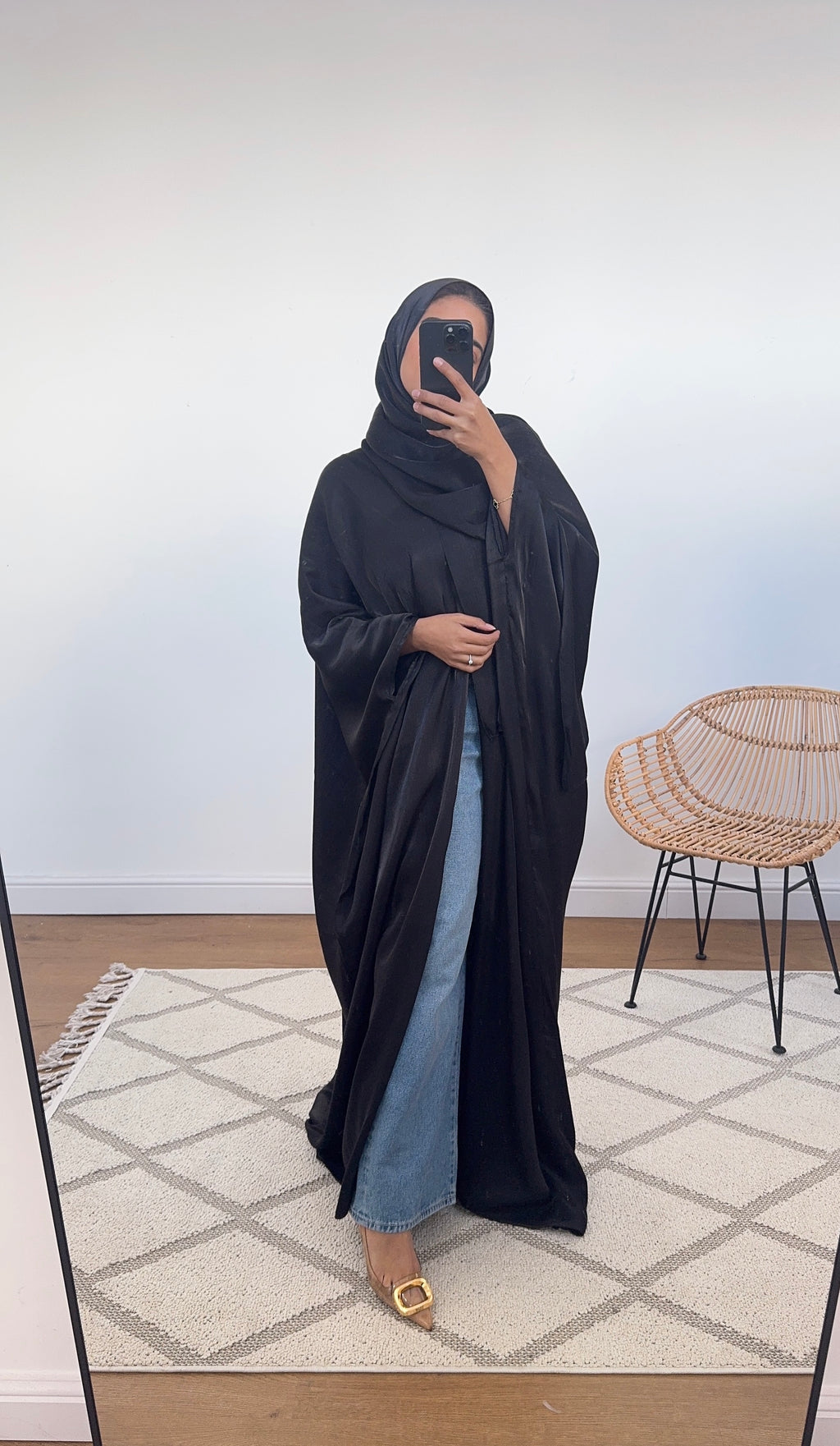 Shine Trim Abaya Set cafe