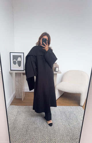 black long scarf cape jacket- daria - Fash Focused
