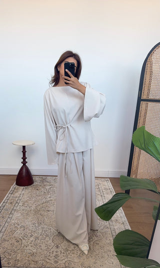 Cream wide leg trouser Coord- rira
