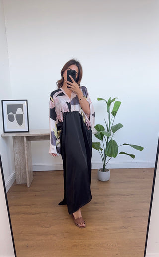 Black silk floral dress- lela