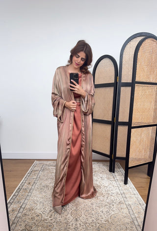 Rust two piece kimono set- heli - Fash Focused