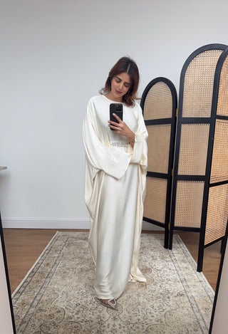 Ivory butterfly waist embellishment dress- sakina - Fash Focused