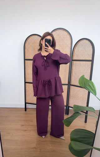 Plum bow coord- amara