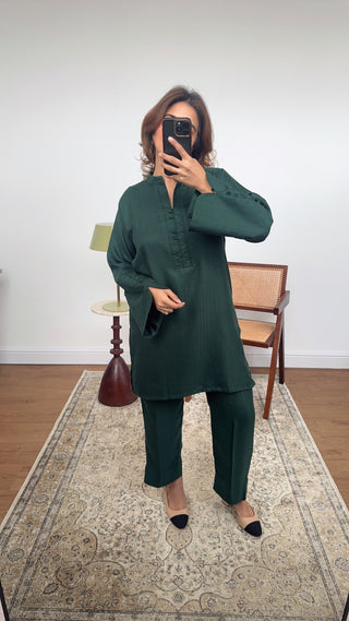 Emerald collar coord set- sara - Fash Focused
