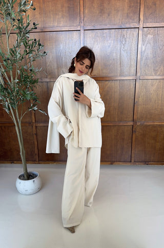 Cream three piece scarf coord- margot - Fash Focused