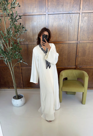 White neck scarf dress- Mara - Fash Focused