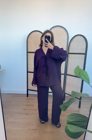 Plum bow coord-hari