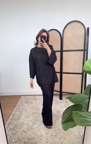 Black textured Coord - kaia - Fash Focused