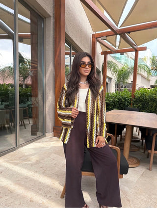 Brown/ yellow Crochet kimono - sana