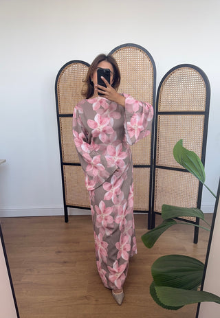 Pink floral tie back dress- asi