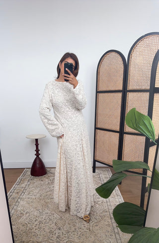 Cream fully lined lace dress- levina