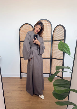 Taupe textured dress- amara