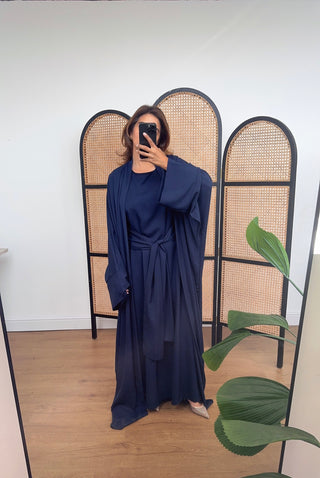 Navy two piece abaya set- hadia