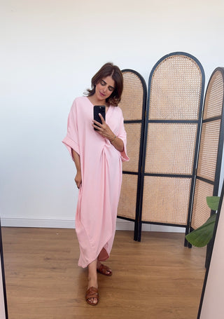 Pink short sleeve knot dress- esme