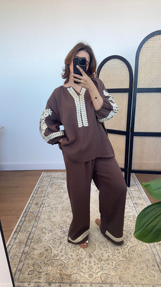 Chocolate cotton relaxed fit coord- cari - Fash Focused