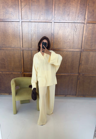 Butter yellow coord with mandarin collar- mila