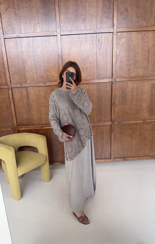 Taupe lace two piece dress- nola