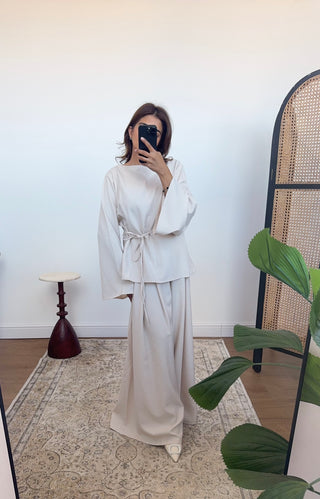Cream wide leg trouser Coord- rira