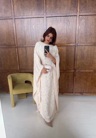 Ivory butterfly kaftan with inner tie belt- marzia - Fash Focused