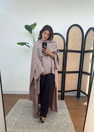 Taupe high low top with scarf - ariya - Fash Focused