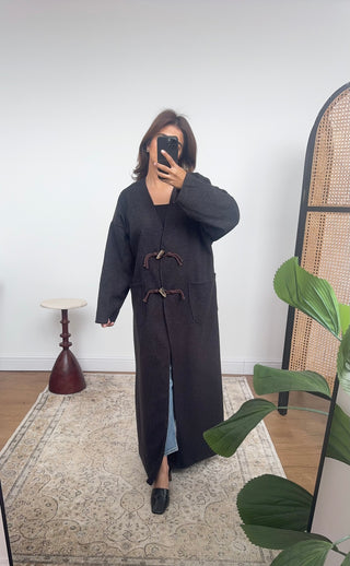 Black maxi coat- Naya - Fash Focused