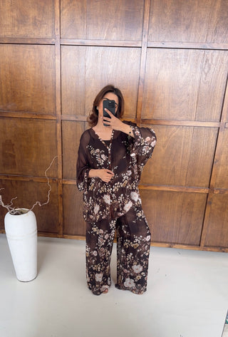 Coco floral chiffon silk coord- Neva - Fash Focused
