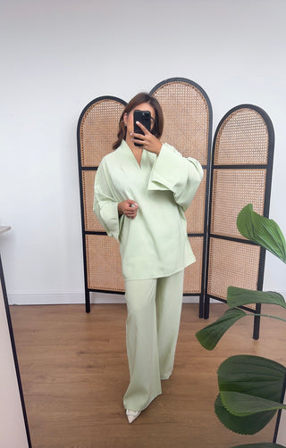 Mint coord with mandarin collar- mila