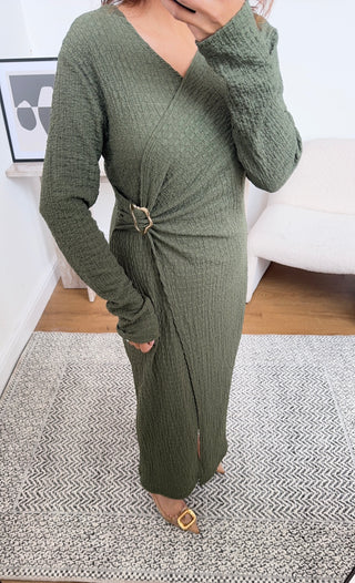 Olive wrap dress- yenva - Fash Focused