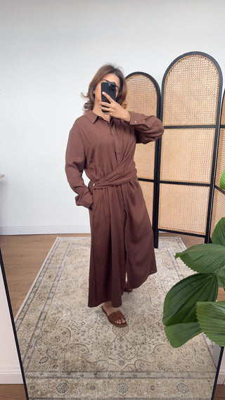 Chocolate shirt dress- sahi - Fash Focused