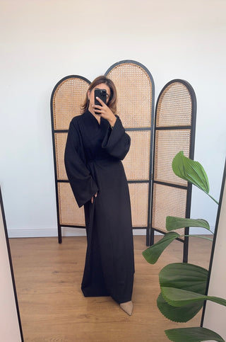 Black textured dress- amara