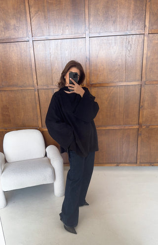 Black suede top with scarf- Lana