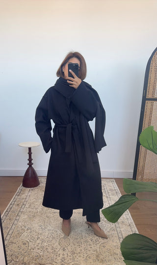 Black coat with scarf- margot