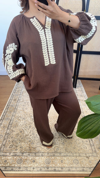 Chocolate cotton relaxed fit coord- cari - Fash Focused