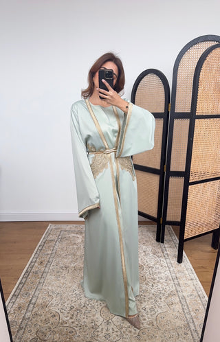 Mint two piece kimono set- lujain - Fash Focused