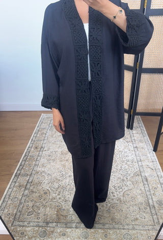 Black crochet kimono coord - abia - Fash Focused