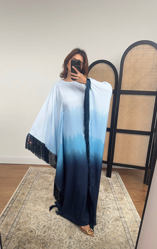 Blue fringe ombré kaftan- sulaf - Fash Focused