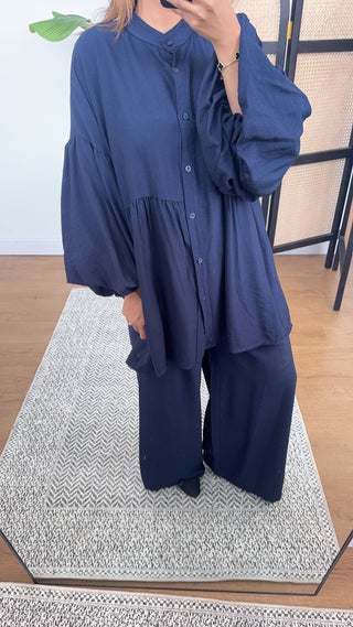 Navy puff sleeve coord - Dahlia - Fash Focused