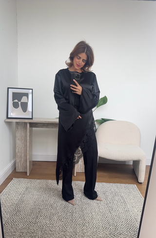 Black Assymetric lace detail top- jaia