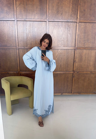 Blue embroidered kaftan- nahla