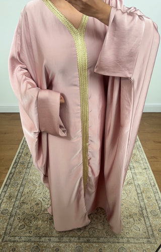 Pink butterfly kaftan with gold detail- fria - Fash Focused