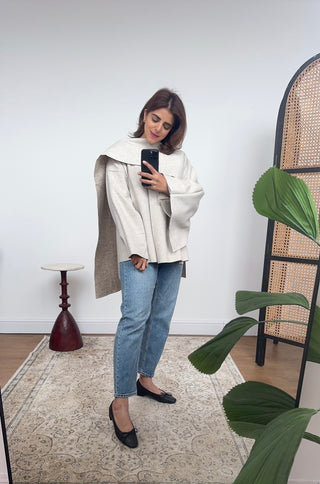 Cream scarf cape jacket- Aiya - Fash Focused