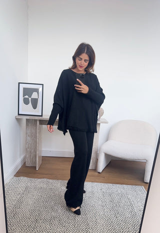 Black fringe knit coord- jiya - Fash Focused