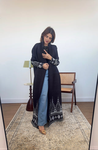 Dani printed kimono black/white - Fash Focused