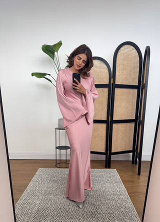 Pink dress with back tie- azli - Fash Focused