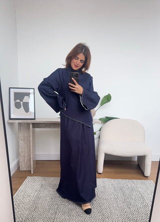 navy denim skirt coord- kehlani - Fash Focused