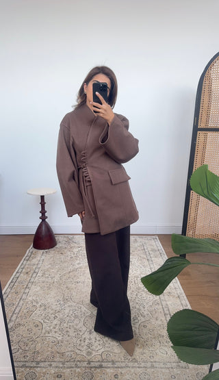 Cappuccino belted jacket- elise