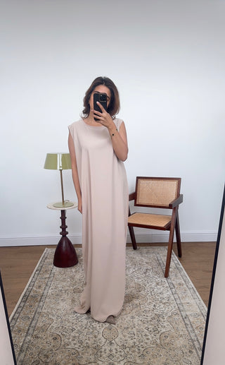 Beige basic slip dress - Fash Focused