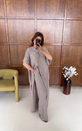brown striped coord set- sancha