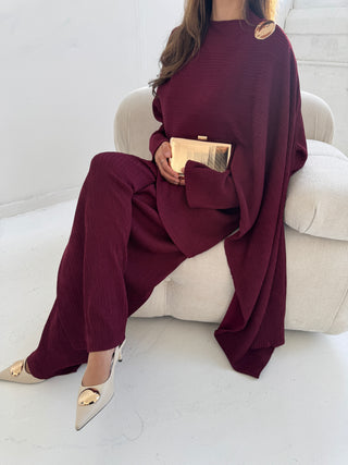 Burgandy scarf coord with gold brooch- imani - Fash Focused