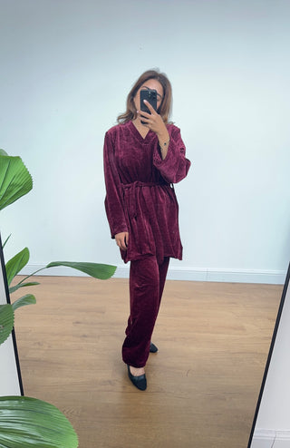 wine long velvet coord - Amy - Fash Focused